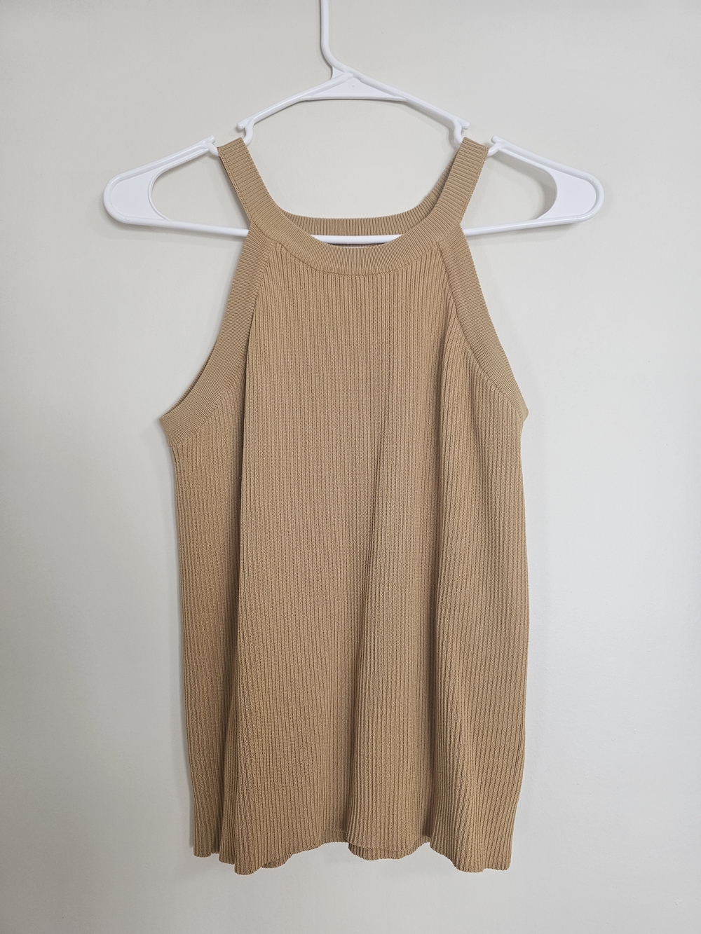 Pink Lily Camel Ribbed V-Neck Sweater Tank